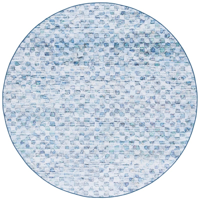 SAFAVIEH Tacoma Dzheni Machine Washable Slip Resistant Modern Rug - 6' Round - Grey/Aqua