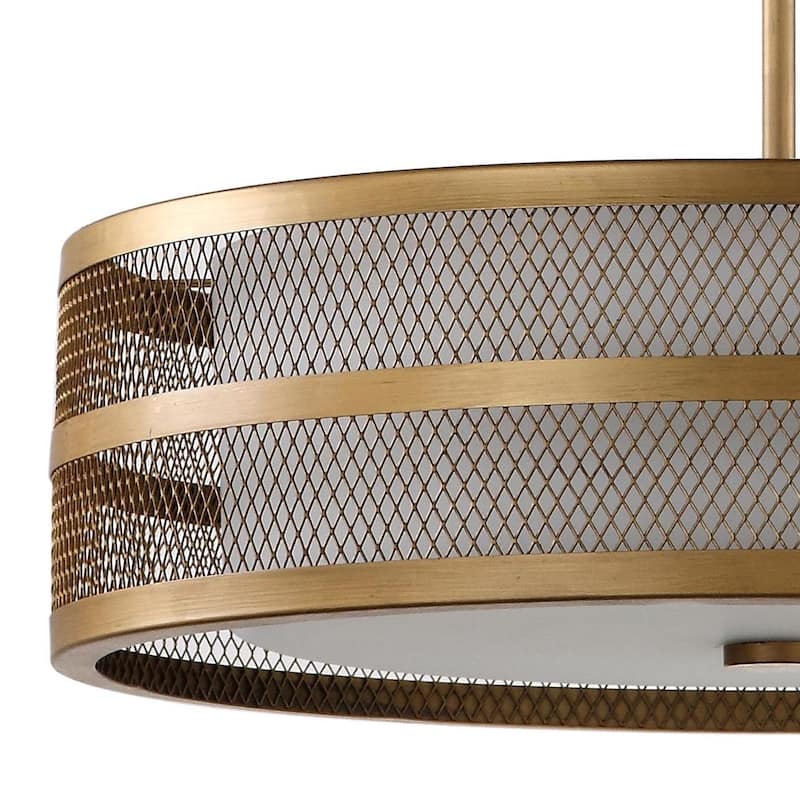 SAFAVIEH Lighting Kisha Adjustable 4-Light Veil Gold Pendant - 19.75"x19.75 x9-45 - Antique Gold - 20Wx20Dx17H