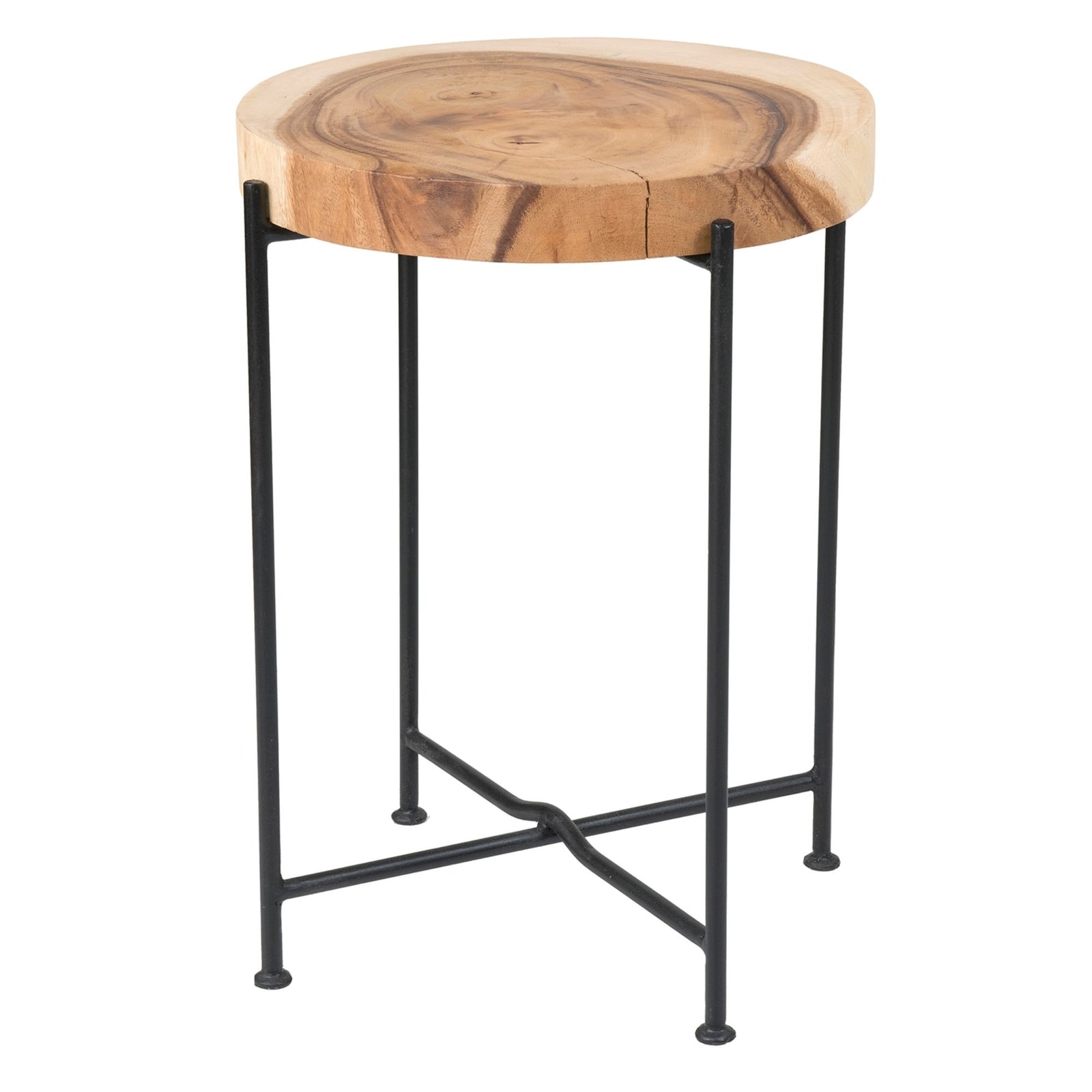 Natural Wood and Iron Accent Table