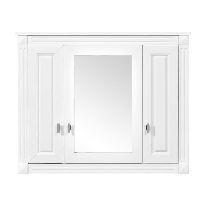 Roomfitters Wall Cabinet with Mirror, Medicine Cabinet with 4 Shelves, Mirrored Door Over Toilet Storage Unit, White