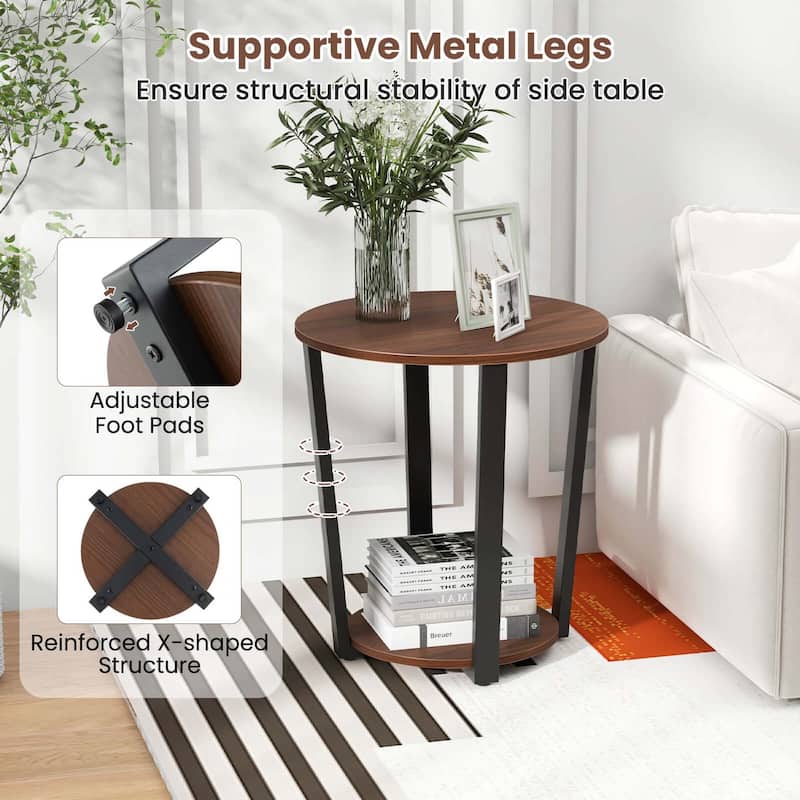 Costway Industrial End Table Sofa Side Table Set ot 2 Nightstand with - See Details