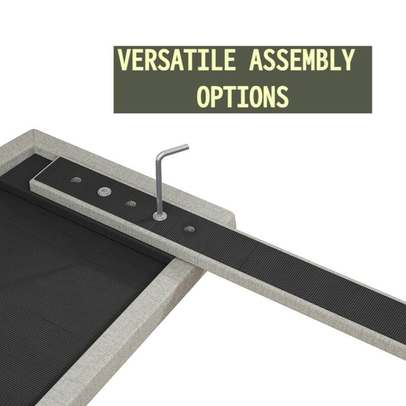 King Size Upholstered Platform Bed with Adjustable Headboard, Linen Fabric, Modern Design, Easy Assembly, Beige