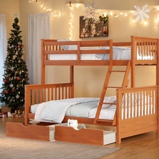 Twin over Full Bunk Bed with Ladders and Two Storage Drawers - Bed Bath ...