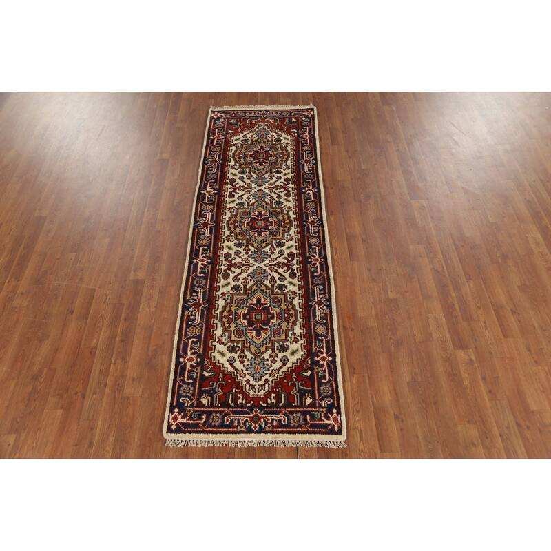 Heriz Serapi Oriental Runner Rug Hand-Knotted Wool Carpet - 2'7"x 7'10"