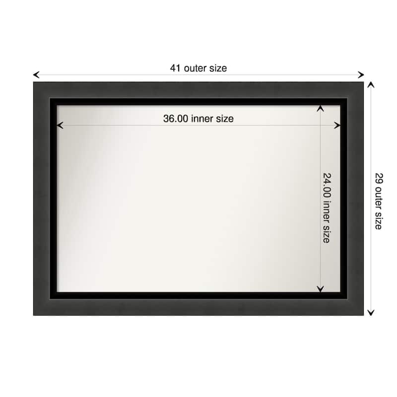 Non-Beveled Bathroom Wall Mirror - Tuxedo Black Frame - 41 x 29 in - Tuxedo Black