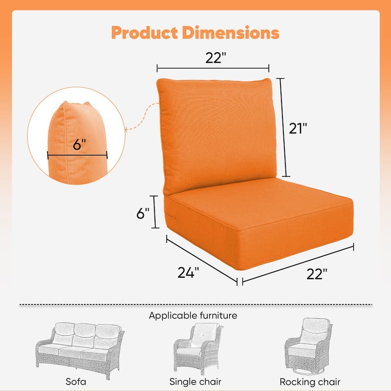 Pocassy 22"x24"x6" Inch Thick Cushions Indoor Outdoor Pillows Cushion
