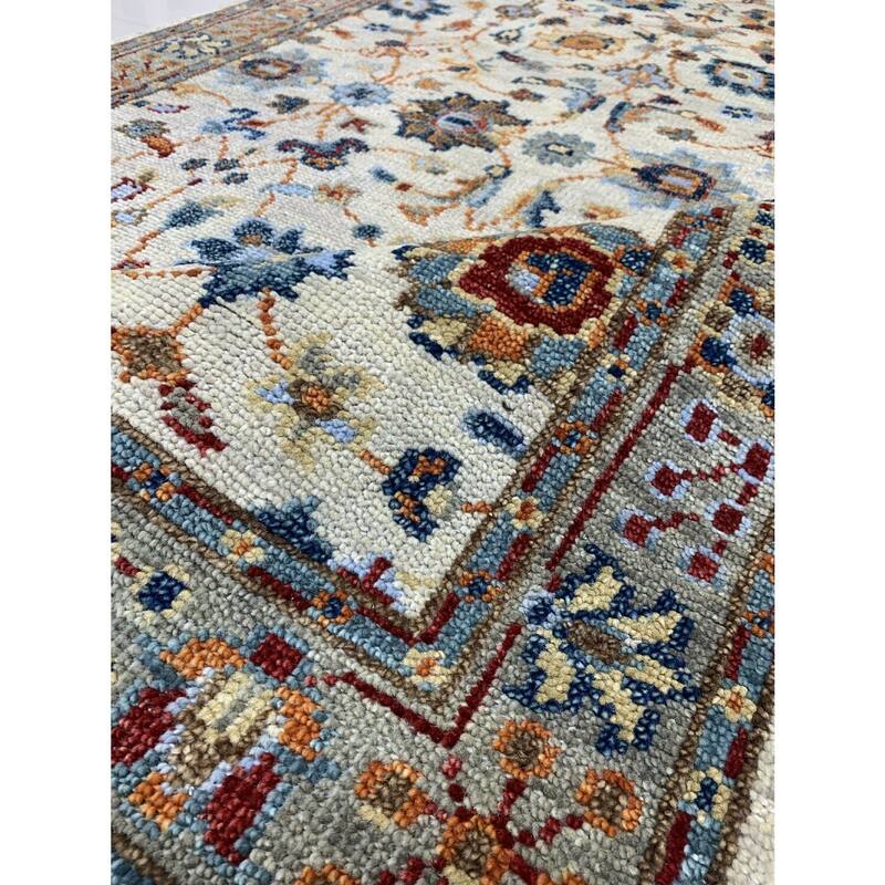 Hand-Knotted Wool Serapi Design Rug, 9' x 12', Red/Lt.Gray Area Rug, Stylish Handcrafted Soft Texture for Home - L