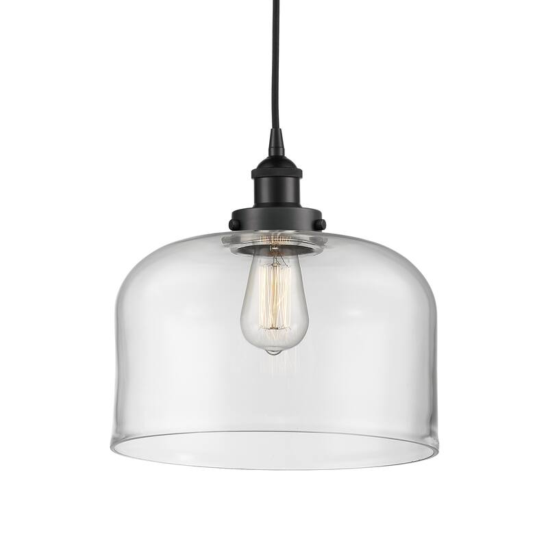 Innovations Lighting 616-1PH-12-12-L Bell Pendant Bell 12" Wide - Matte Black / Clear