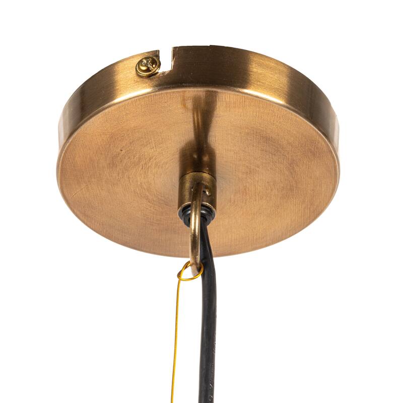 Glass Mosaic Pendant Lamp, 6' Cord, Antique Gold Finish and White - 12.0"L x 12.0"W x 12.5"H