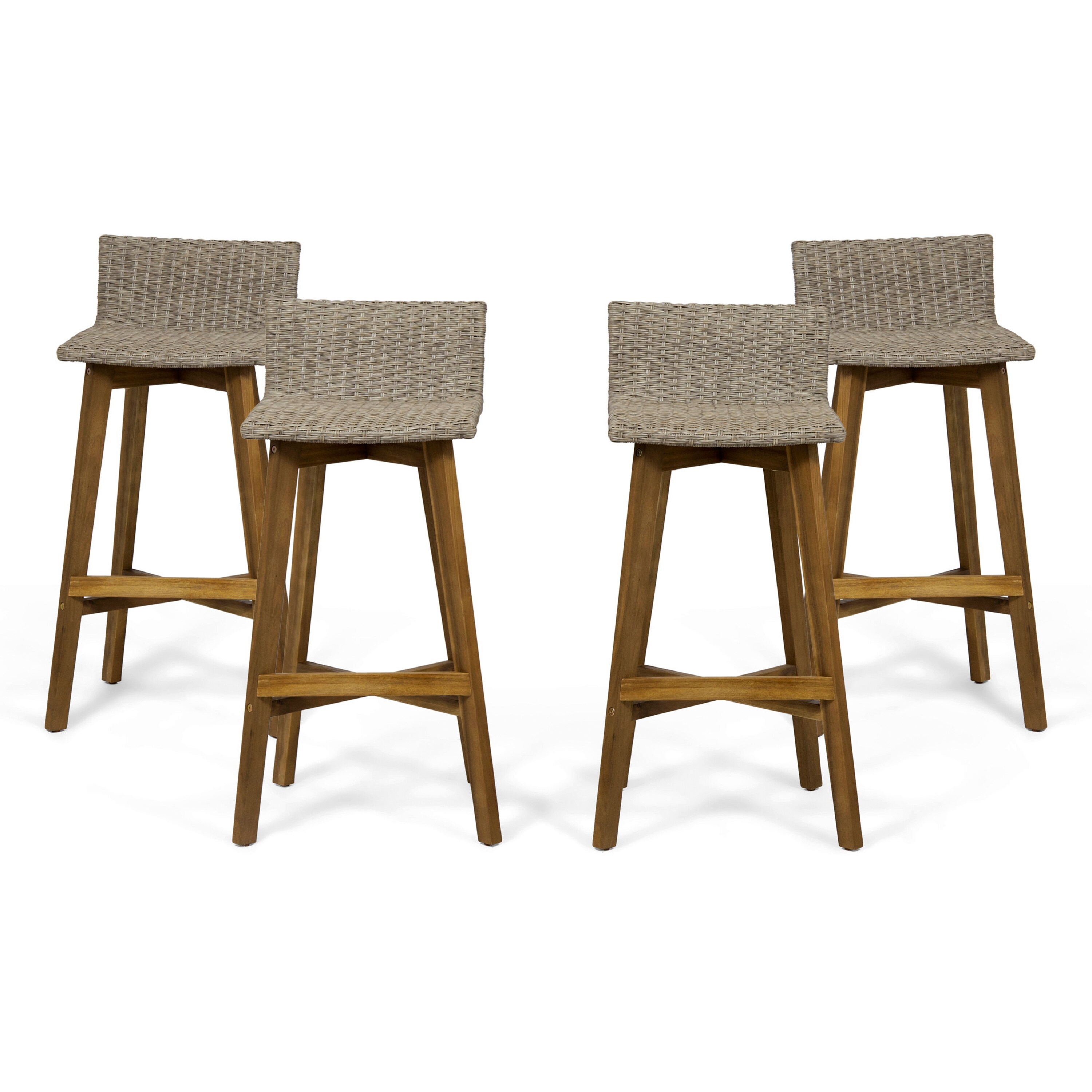 Wicker bar stools set of 2025 4
