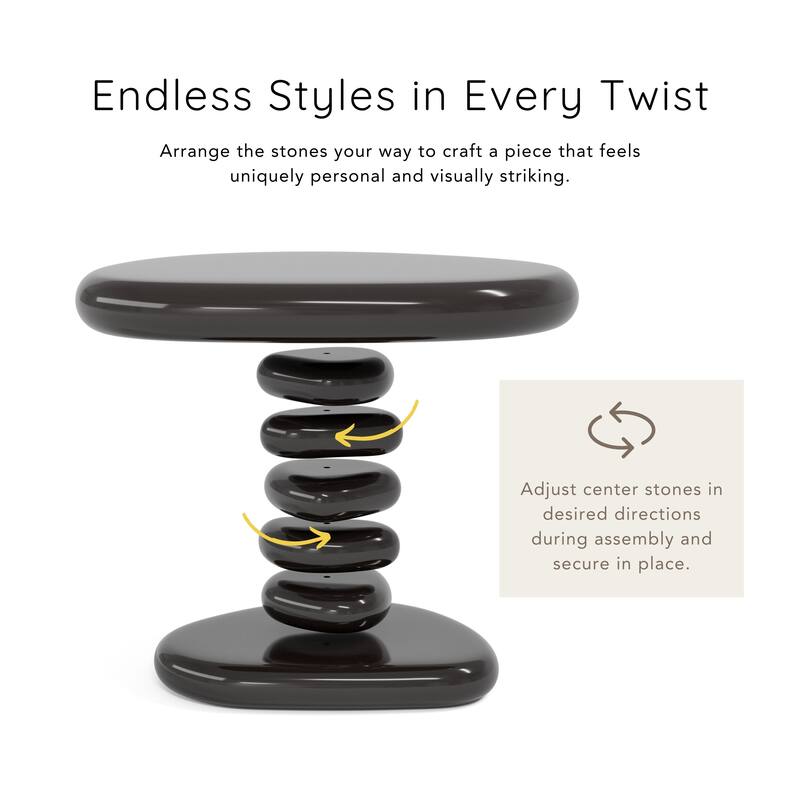 247 Shop At Home Modern 2-Piece Oval Glossy Low Profile Coffee Table Set