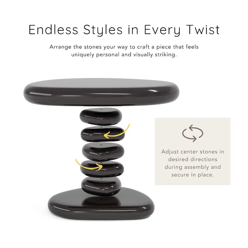 247 Shop At Home Modern Oval Glossy Pedestal End Table