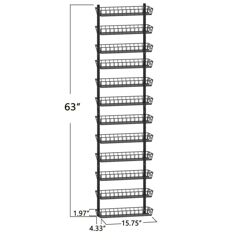 Adjustable Wall Mount Spice Rack Organizer - 4.33"D x 15.75"W x 63"H