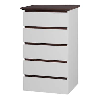 Tall White and Black Dresser with 5 Drawers