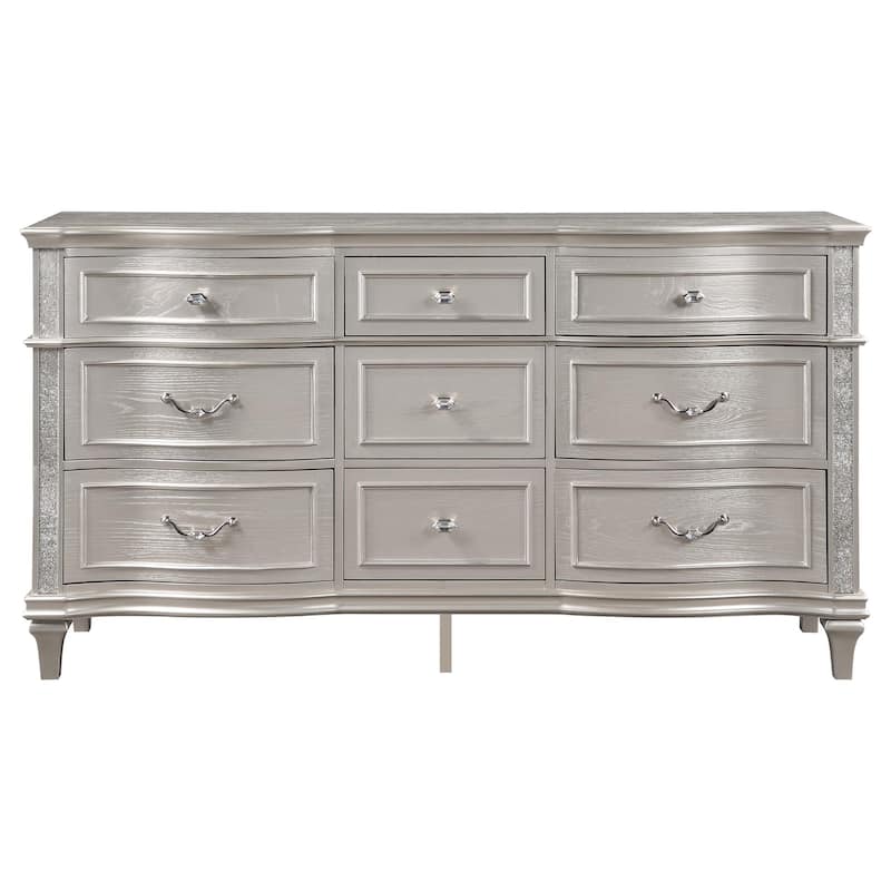 Evangeline Modern Classic Wood 9-drawer Bedroom Dresser Silver Oak