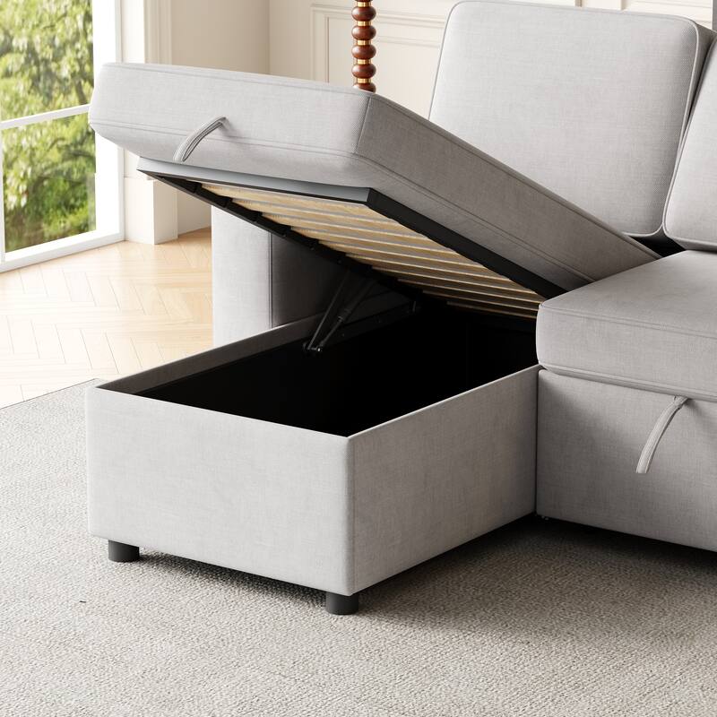 Sleeper Sofa with Storage, Cup Holder and USB Charging Port,Couch with Pull Out Bed, Daybed for Living Room Bedroom