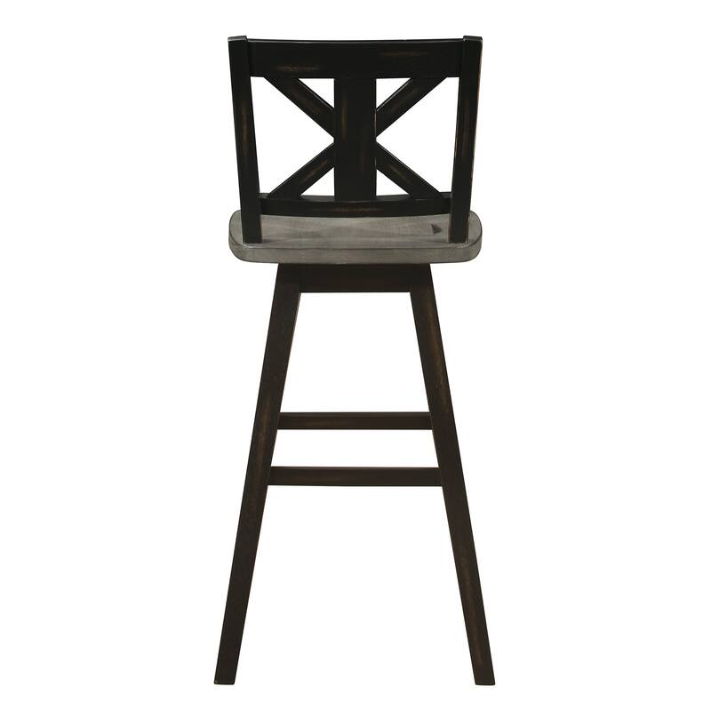 2-Piece Pub Height Swivel Chair Set - Distressed Gray & Black with X-Back