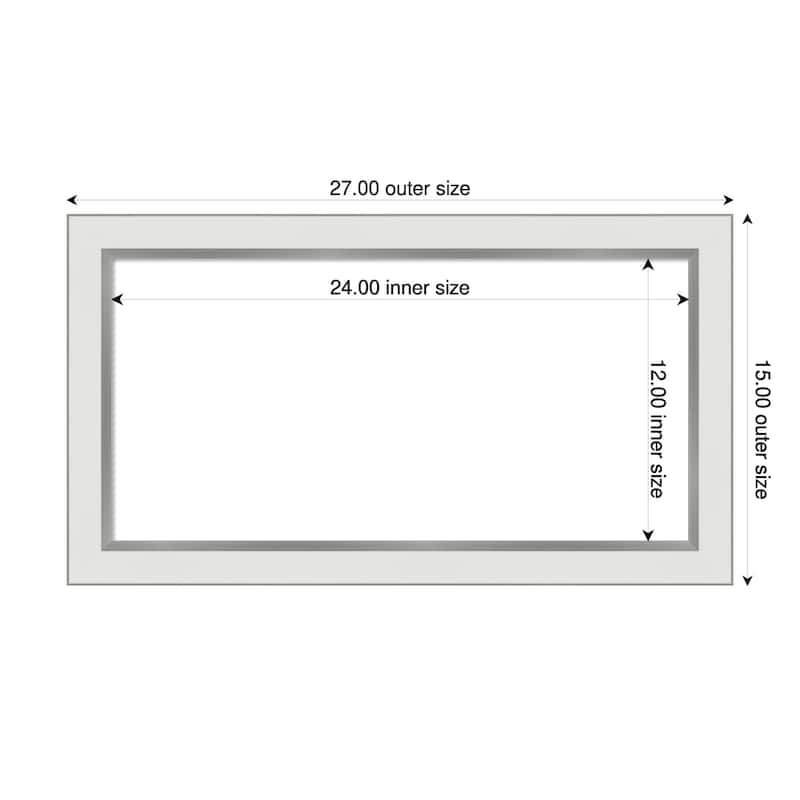 Amanti Art Eva Black Silver Narrow Framed Dry Erase Magnetic Board - 27 x 15 in - Eva White Silver Narrow