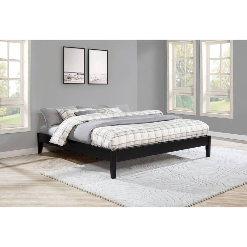 Black California King Platform Bed with Universal Design - Black