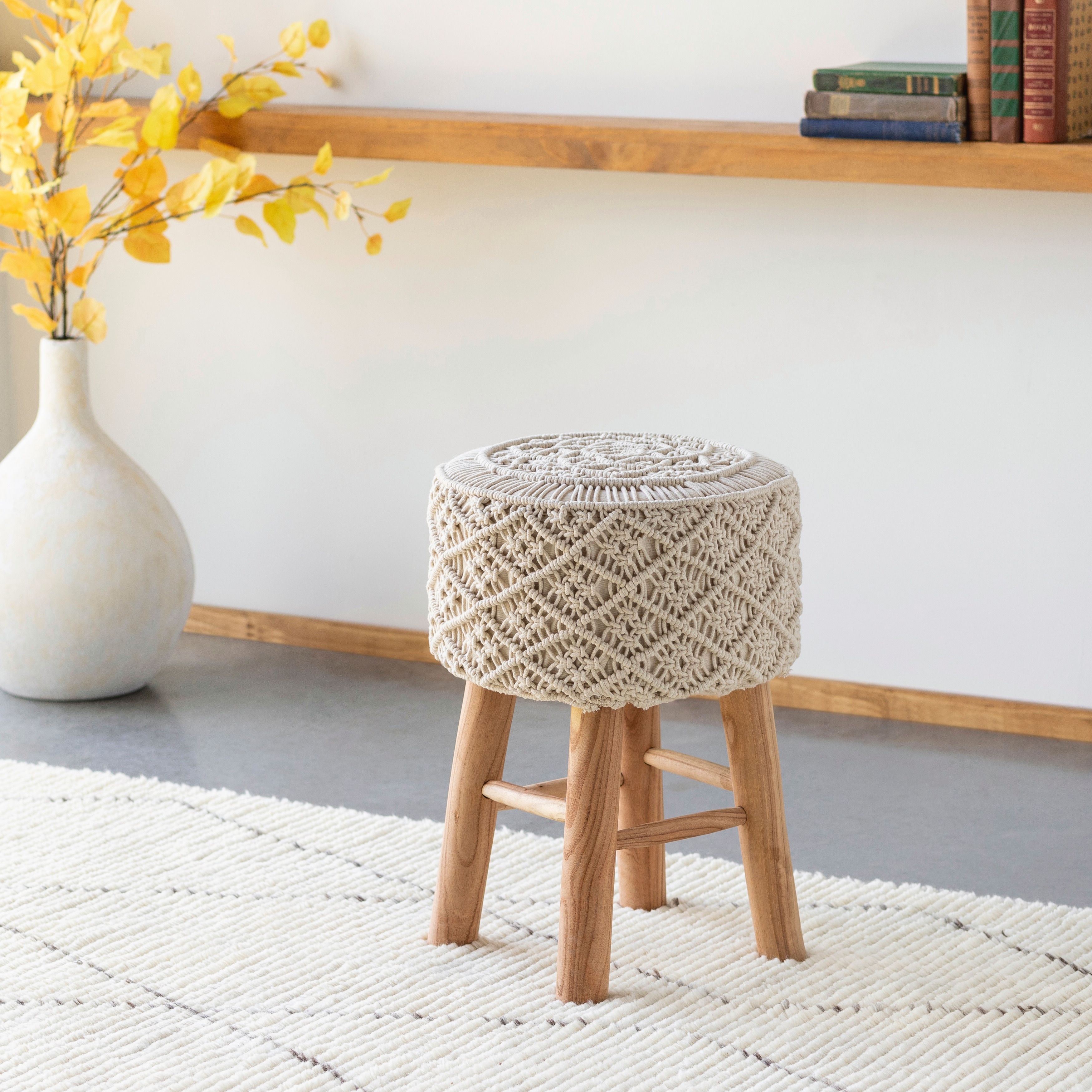 Boho wooden stool 2025