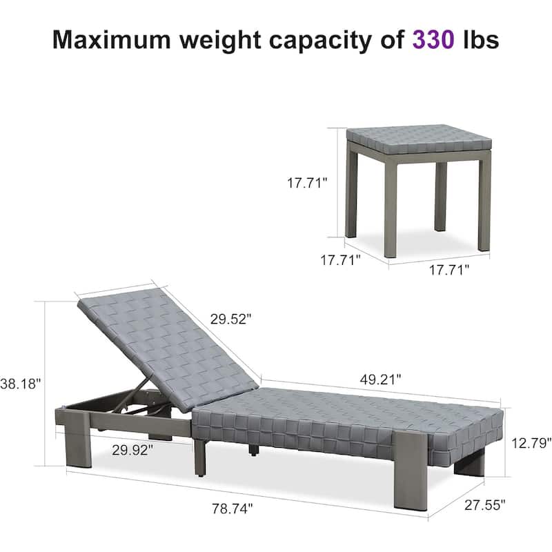 PURPLE LEAF Patio Lounge Chair Modern Outdoor Chaise Lounge Rattan Chaise Lounge Chairs