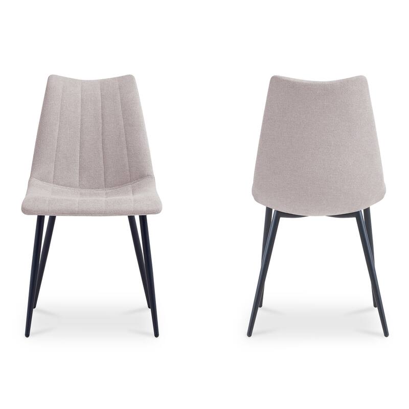 NADAAL STUDIOS Florian Dining Chair, Performance Fabric Upholstery, Vertical Stitching, Dark Grey - Set of 2