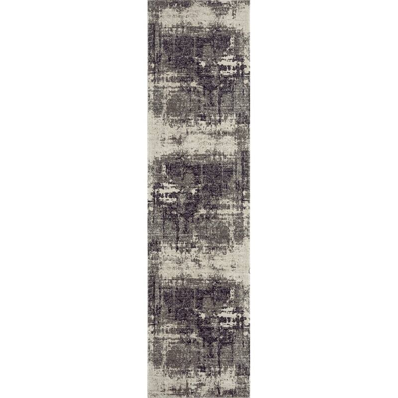 Porch & Den Polyantha Distressed Grey Abstract Indoor/Outdoor Area Rug - 2'8" x 10' runner - Granite
