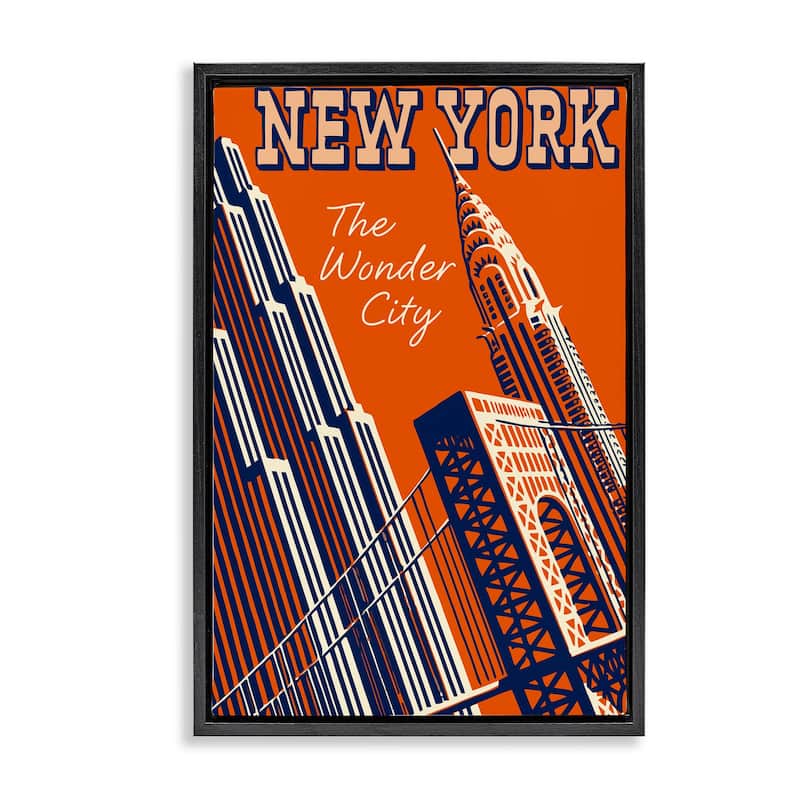 Stupell New York The Wonder City Framed Floater Canvas Wall Art Design By Marcus Jules - 17 x 25 - Black