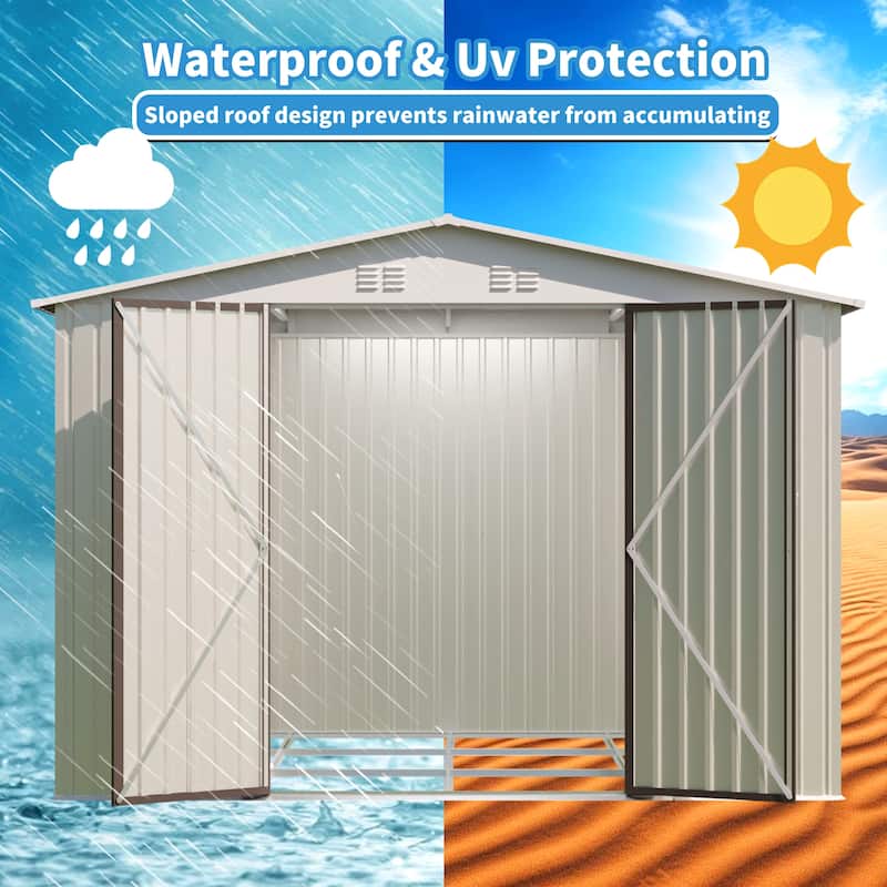 10x8 Feet White Color Outdoor Garden Shed