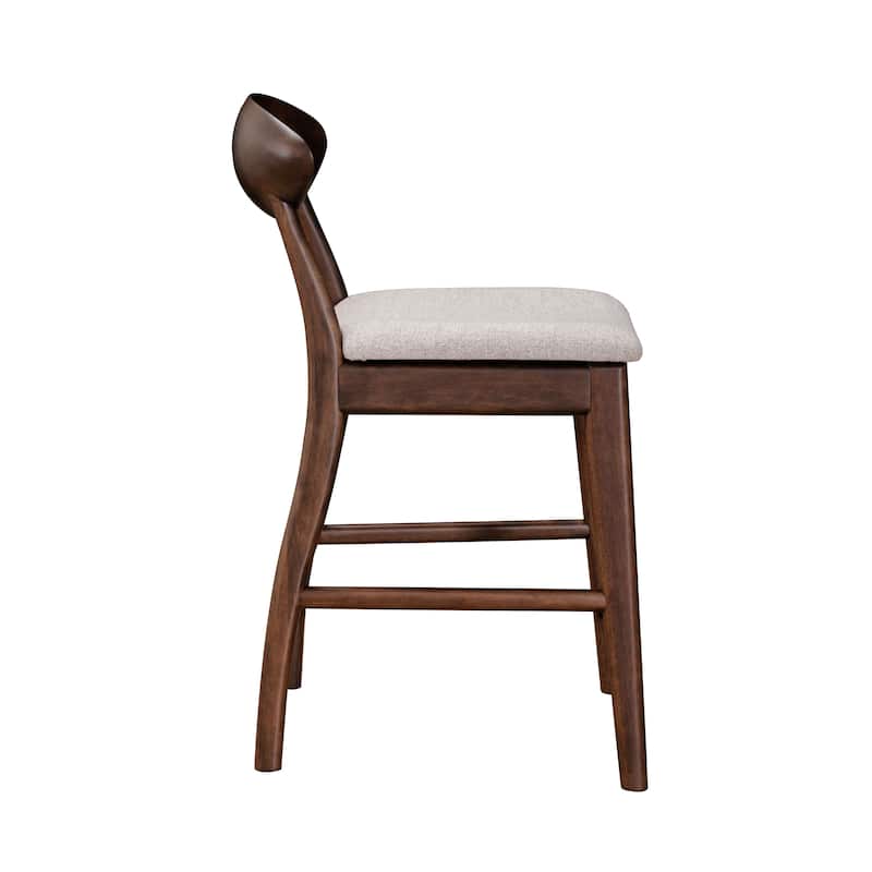 Furniture of America Abigail V Mid-century Modern Rich Walnut Handmade Rubberwood Counter Height Dining Chairs (Set of 2)