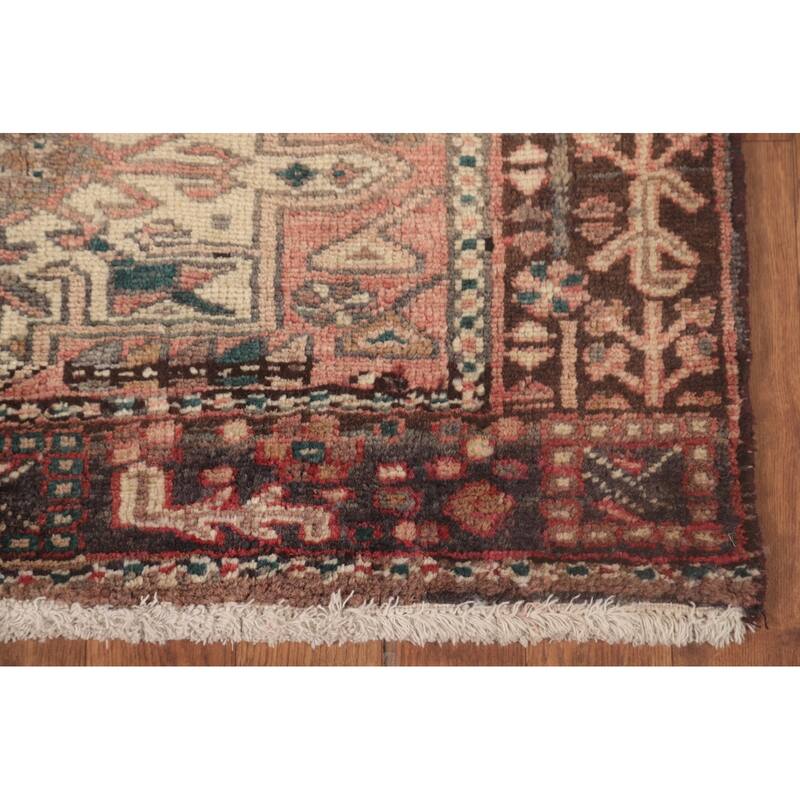 Tribal Pink Gharajeh Persian Vintage Runner Rug Wool Carpet - 3'0"x 10'6"