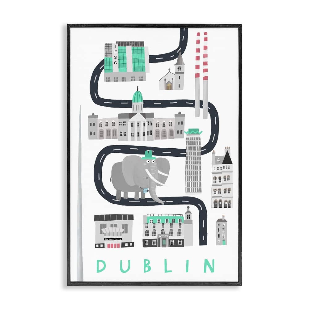 Stupell Dublin Whimsical Travel City Framed Giclee Art Design By Carla Daly