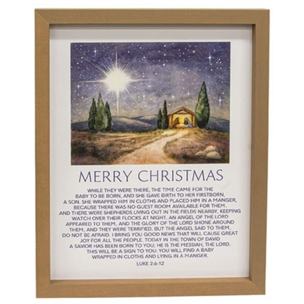 Luke 2 Scripture Framed Print Nativity Wall Art Christmas Decor - 12" x 1.50" x 15"