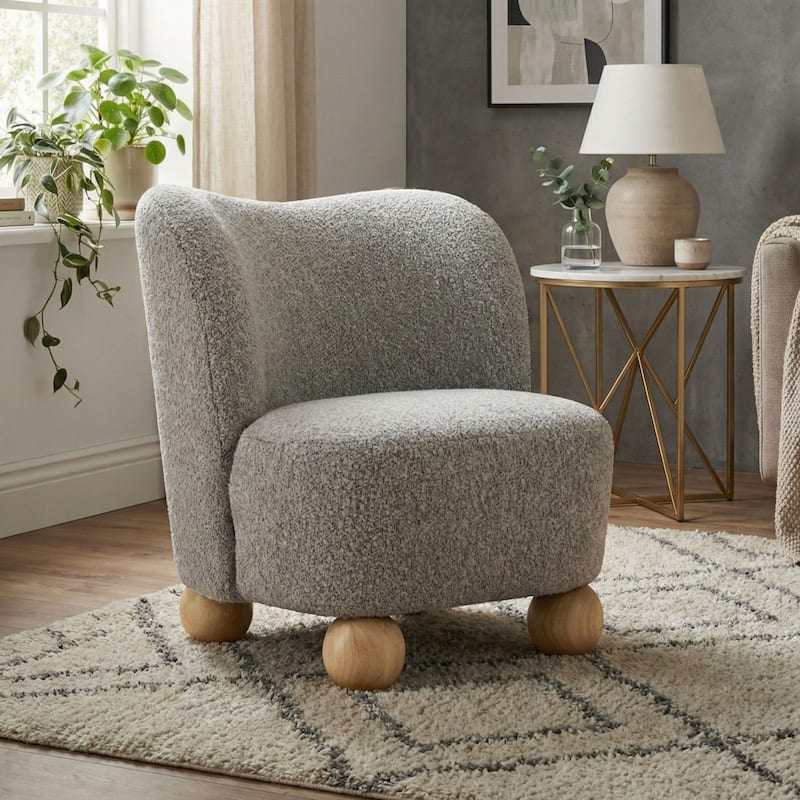 Furniture of America Velra Modern 28-inch Boucle Wing Accent Chair - Grey