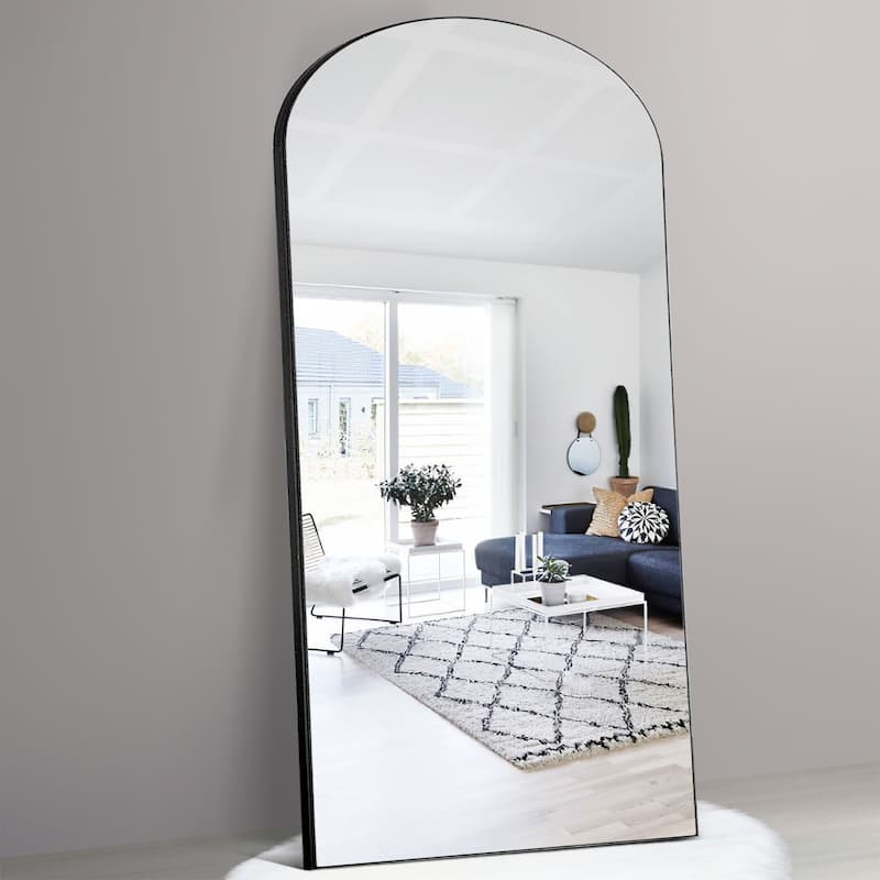 Arched Mirror Full-length Floor Mirror with Standing - 71x31 - Black