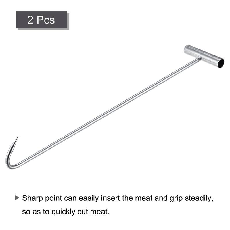 T-Handle Meat Boning Hook, Stainless Steel T Hooks for Kitchen - Silver Tone