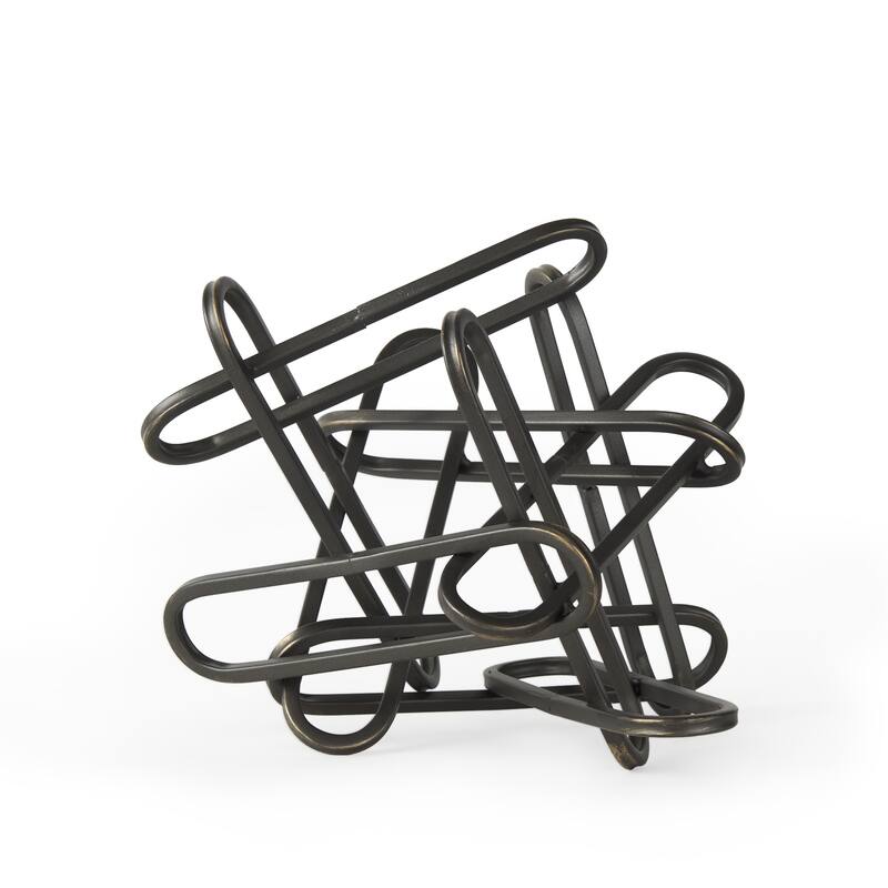 HomeRoots 8" Black Metal Abstract Tabletop Sculpture - 10.43 in. x 7.68 in. x 8.27 in.