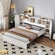 preview thumbnail 17 of 28, Full Size Platform Bed with Storage Headboard, 3 Shelves, 2 Side Lockers, Solid Pine Wood Frame, No Box Spring Required, Grey