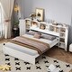 preview thumbnail 14 of 22, Full Size Platform Bed with Storage Headboard, Kids Bed Frame with 3-built-in shelves & 2-side lockers for Bedroom, Grey