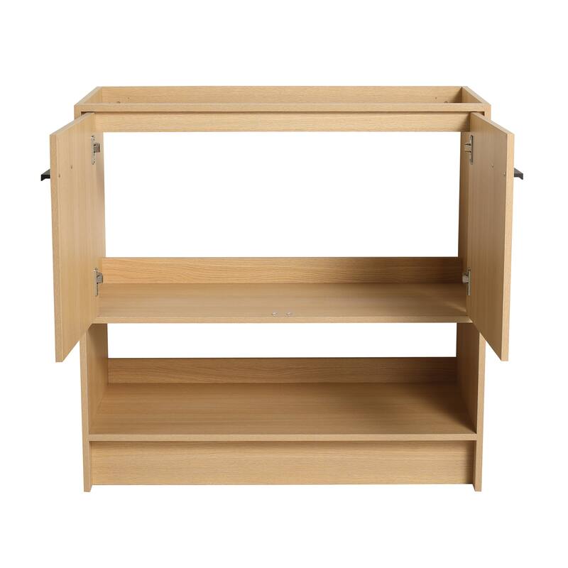 GDFStudio - Lisbon Modern Minimalist Freestanding Bathroom Vanity Cabinet with Soft Close Doors, Open Shelf, Sink NOT INCLUDED