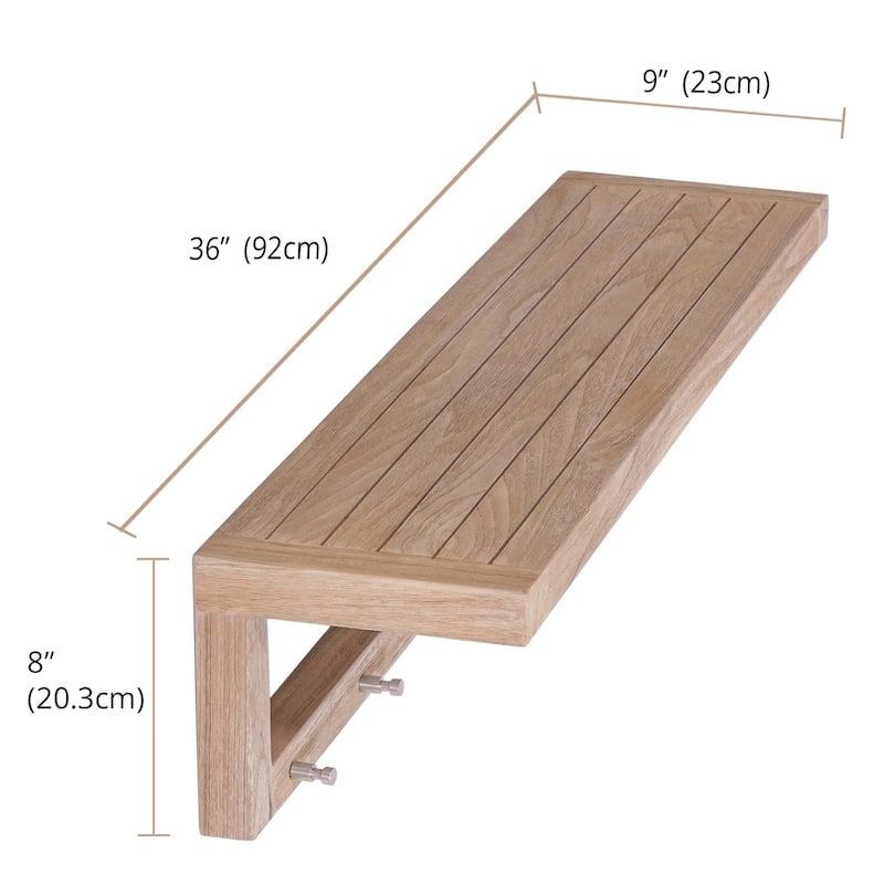 Moa Teak Wall Shelf with Hooks