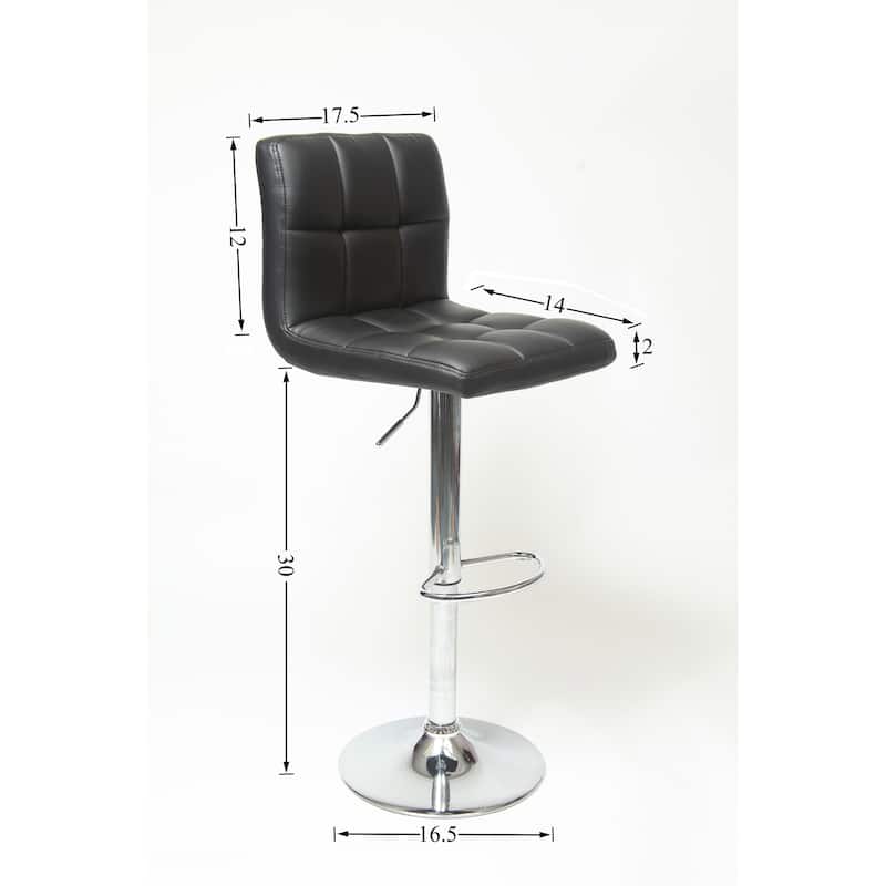 Adjustable Hydraulic Swivel Bar Stool Set of 2, Counter Height Faux Leather Bar Chair for Kitchen Island, Dining Room