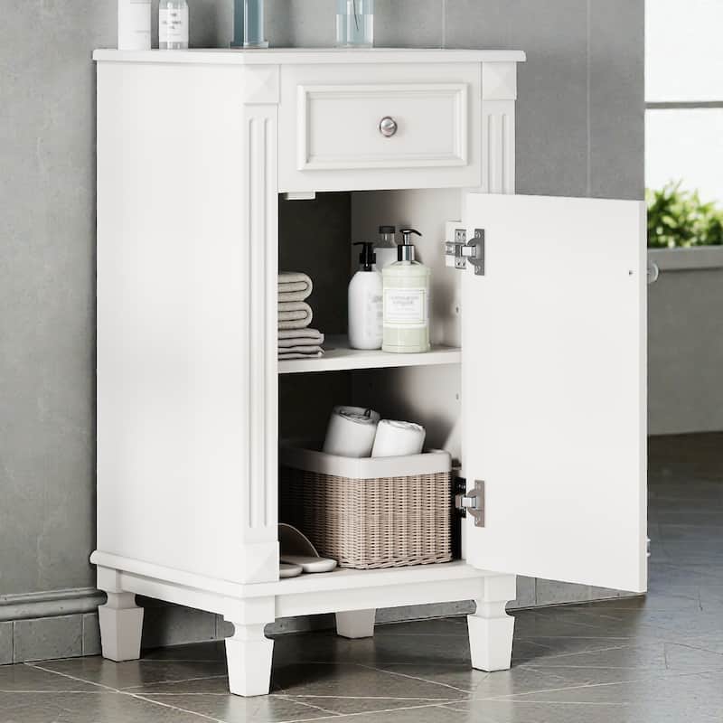 18" French Style Bathroom Vanity with Ceramic Sink, Freestanding Single Vanity with Soft-Close Door