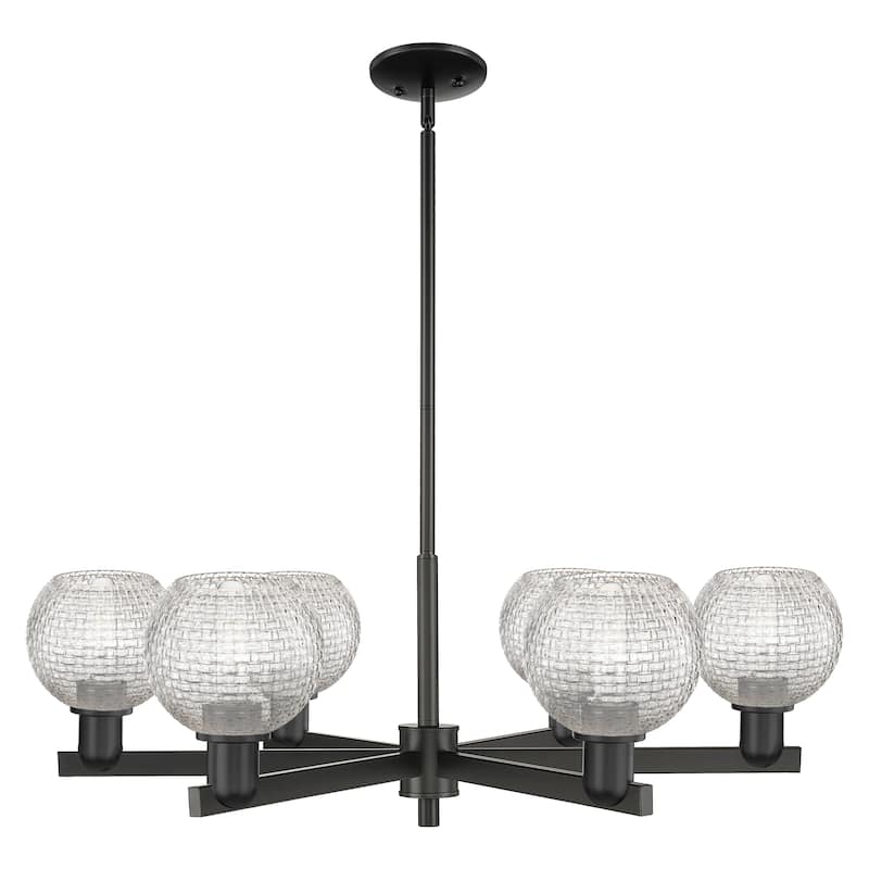 Innovations Lighting Endless Possibilities Arcadia - Athens - 6 Light 36" Basketweave Stem Hung Chandelier - Matte Black