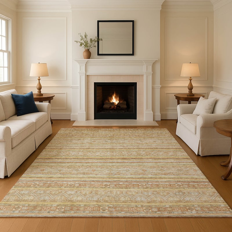 Premium Washable Super Soft Global Stripes Mayfield Rug - Wheat - 9' x 12'
