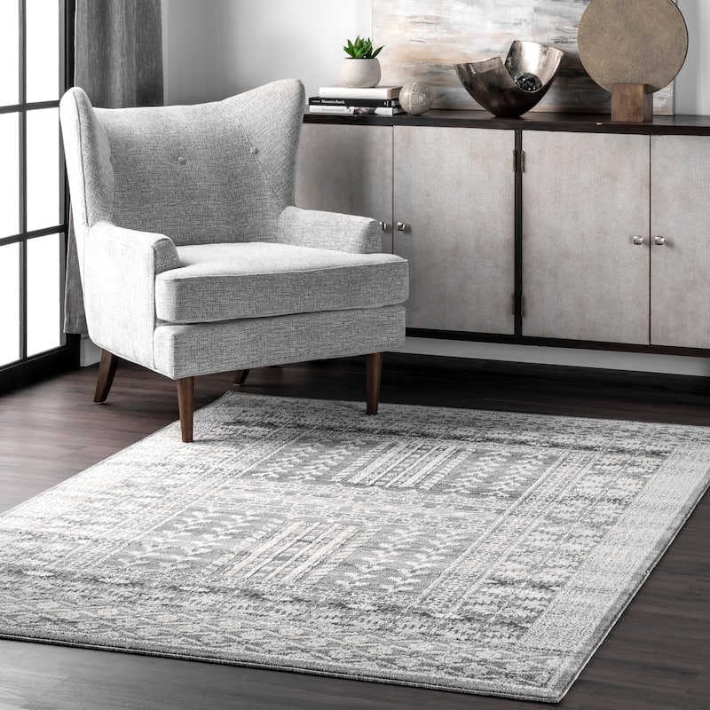 Nuloom Melina Distressed Grecian Area Rug - 4' x 6' - Grey - Rectangle