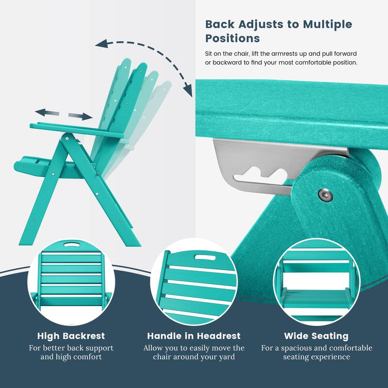 Coastline Patio Folding Highback Dining Chair Set of 2