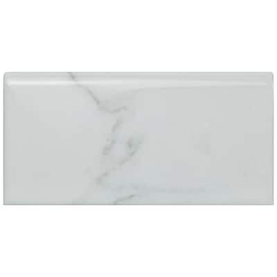 Merola Tile Classico Carrara Glossy Bullnose 3" x 6" Ceramic Wall Trim - (1 Tile)