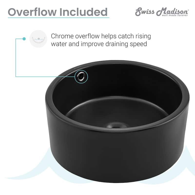 Trocadero 16.5" Round Vessel Sink In Matte Black - 16.55" x 16.55" 6.3"