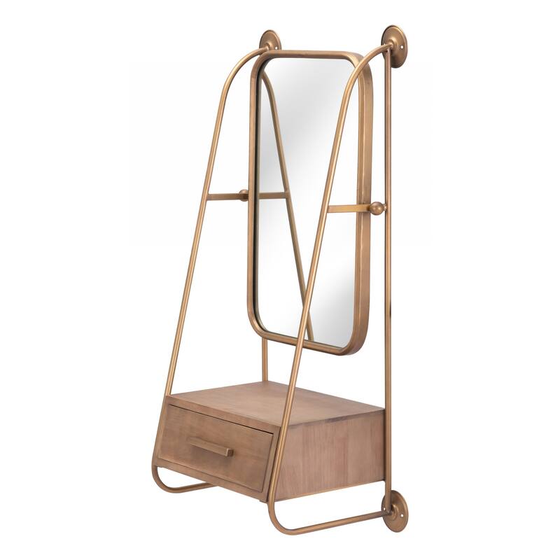 HomeRoots 36" Gold Steel Framed Accent Mirror